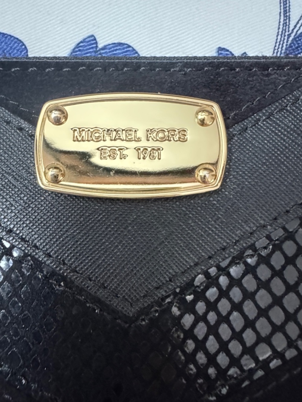 Michael Kors Black Chevron Mixed-Texture Wristlet Clutch - Picture 3 of 12